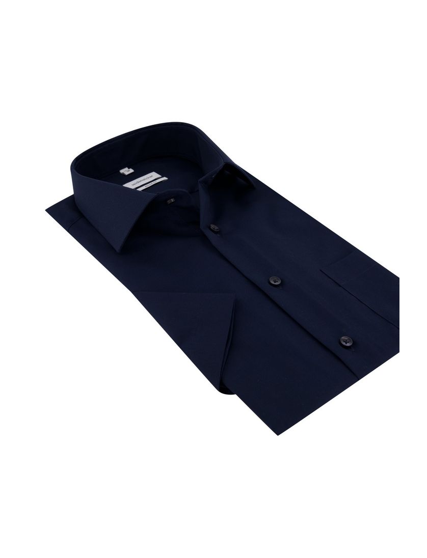 Seidensticker overhemd korte mouw Regular donkerblauw effen
