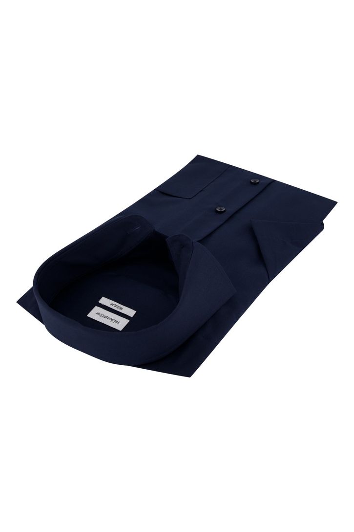 Seidensticker overhemd korte mouw Regular donkerblauw effen