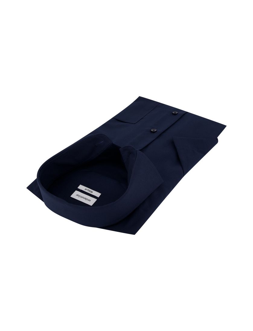 Seidensticker overhemd korte mouw Regular donkerblauw effen