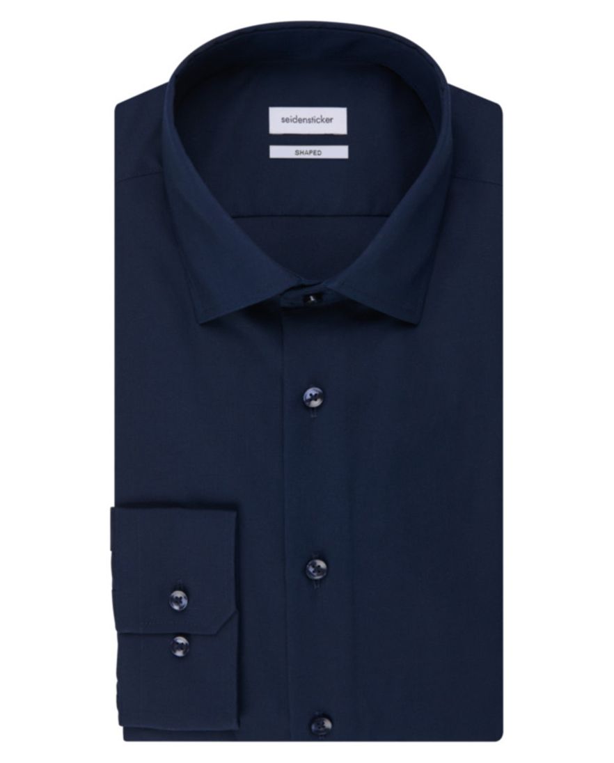 Overhemd Seidensticker donkerblauw Shaped Fit strijkvrij
