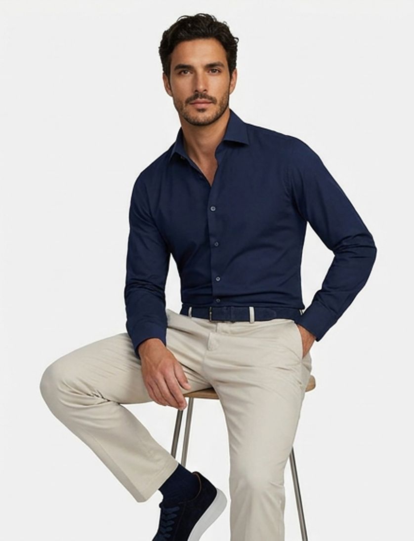 Seidensticker overhemd donkerblauw Shaped Fit