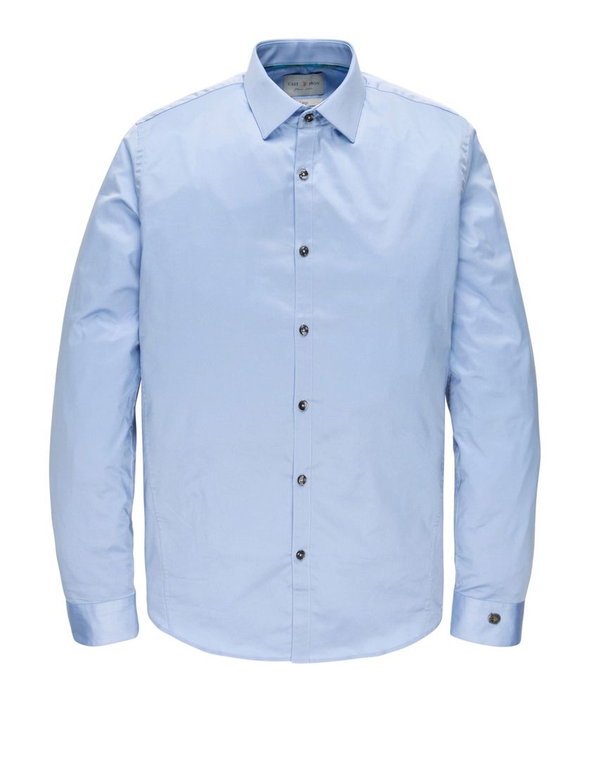 Cast Iron slim fit overhemd lichtblauw effen katoen