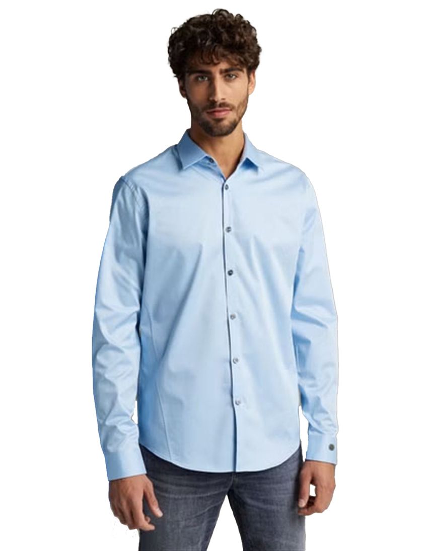 Cast Iron slim fit overhemd lichtblauw effen katoen