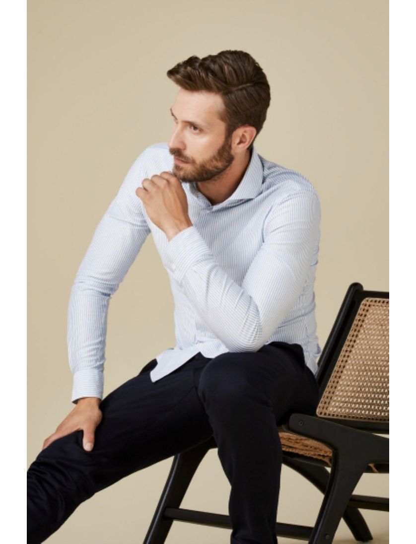 Overhemd Profuomo blauw gestreept Sky Blue