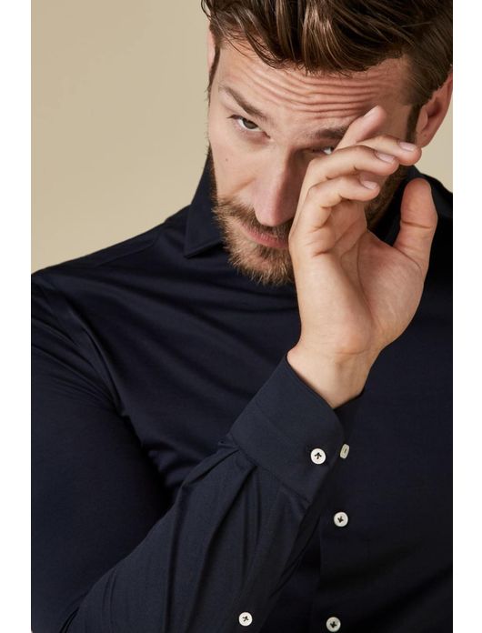 Overhemd Profuomo navy knitted Slim Fit