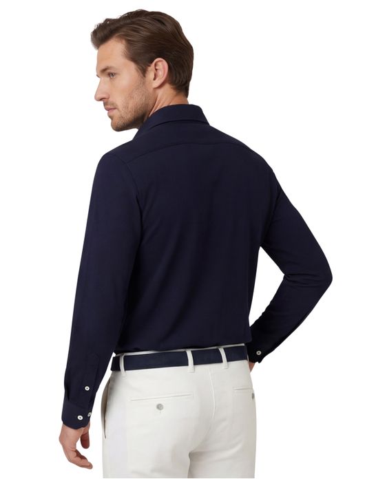 Overhemd Profuomo navy knitted Slim Fit