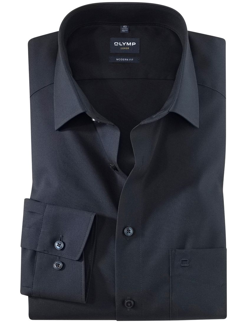 Olymp overhemd donkerblauw strijkvrij Modern Fit