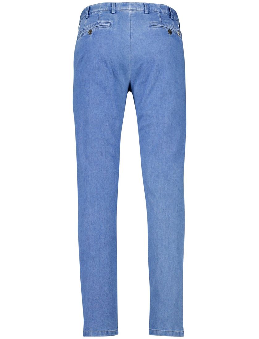 katoenen Meyer pantalon blauw effen flatfront