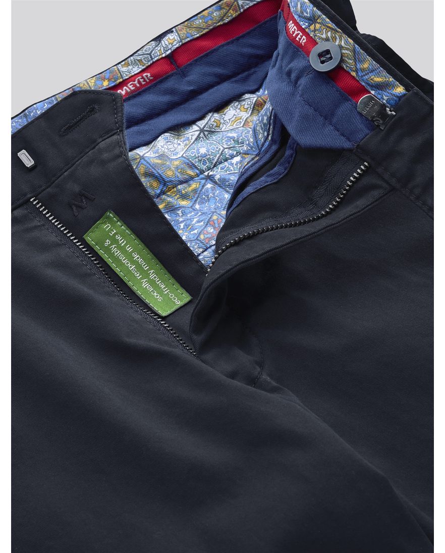 Meyer katoenen broek p-5 donkerblauw effen katoen