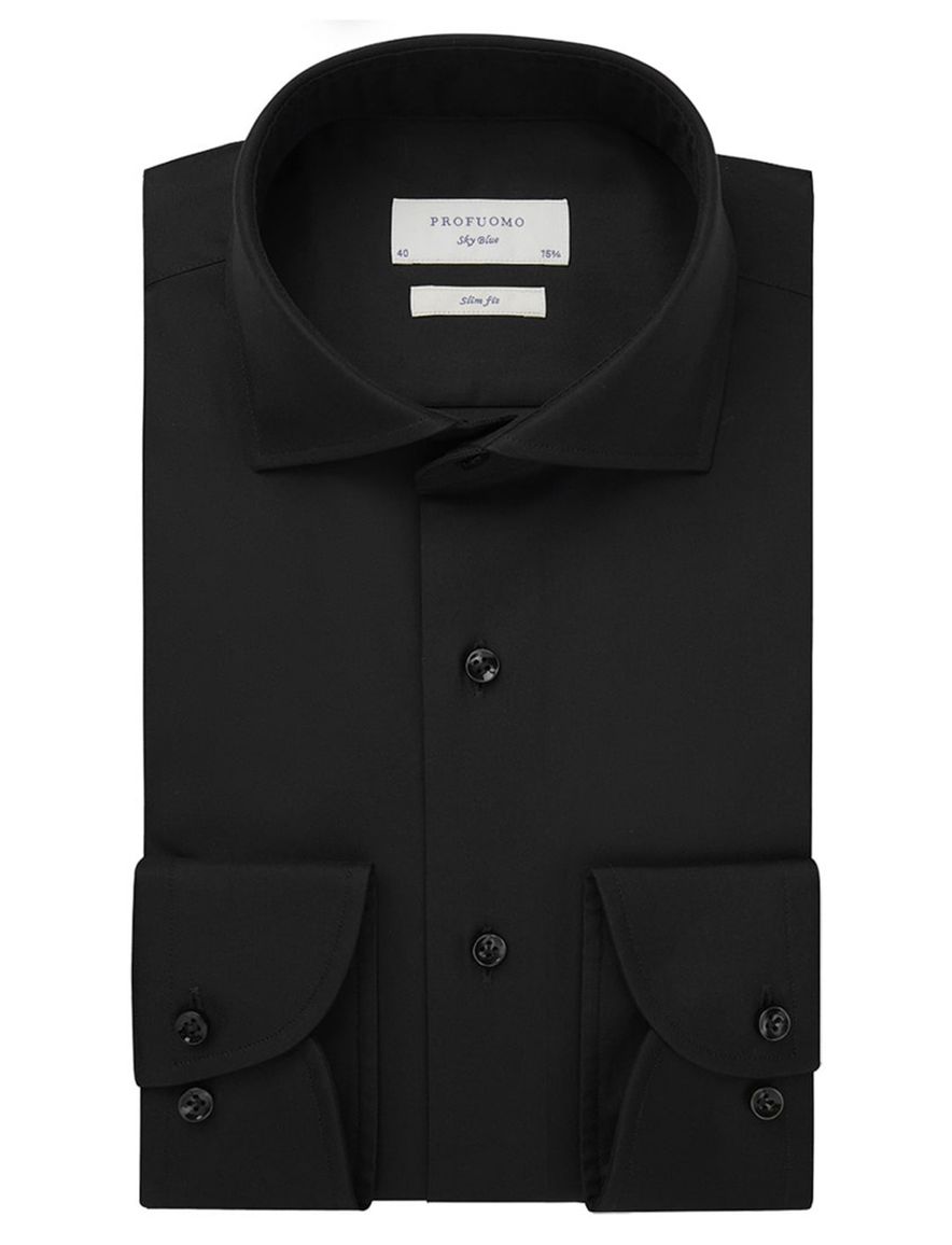 Profuomo Slim Fit overhemd royal twill zwart