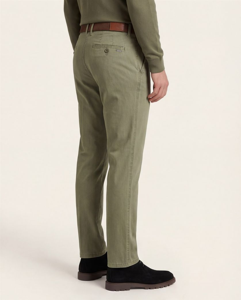 M.E.N.S. chino Madison olijfgroen effen