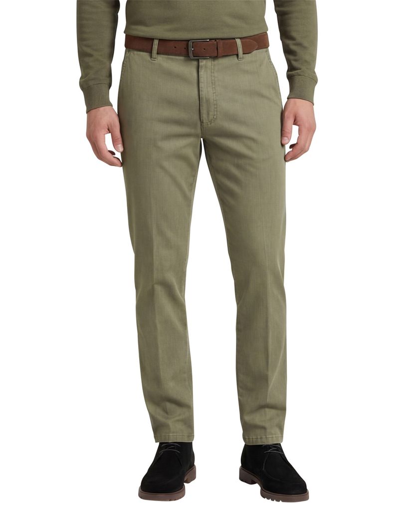 M.E.N.S. chino Madison olijfgroen effen