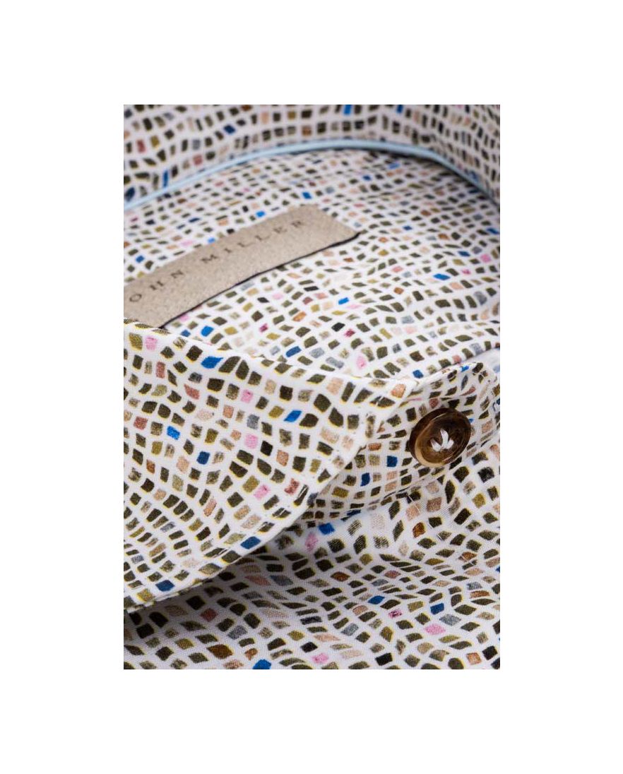 Tailored Fit John Miller overhemd bruin motief