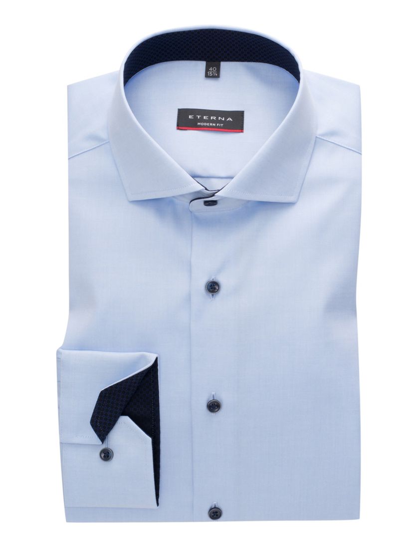 Overhemd Eterna blauw Modern Fit