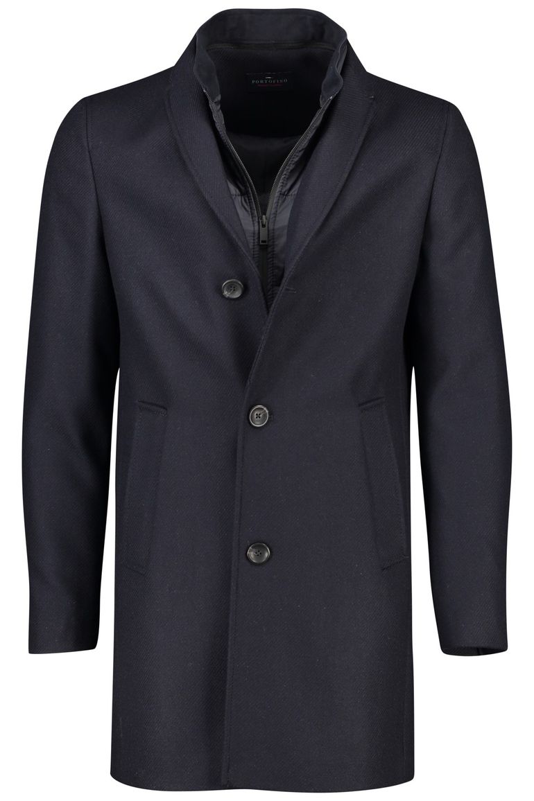 Portofino jas halflang wol navy uitneembare kraag