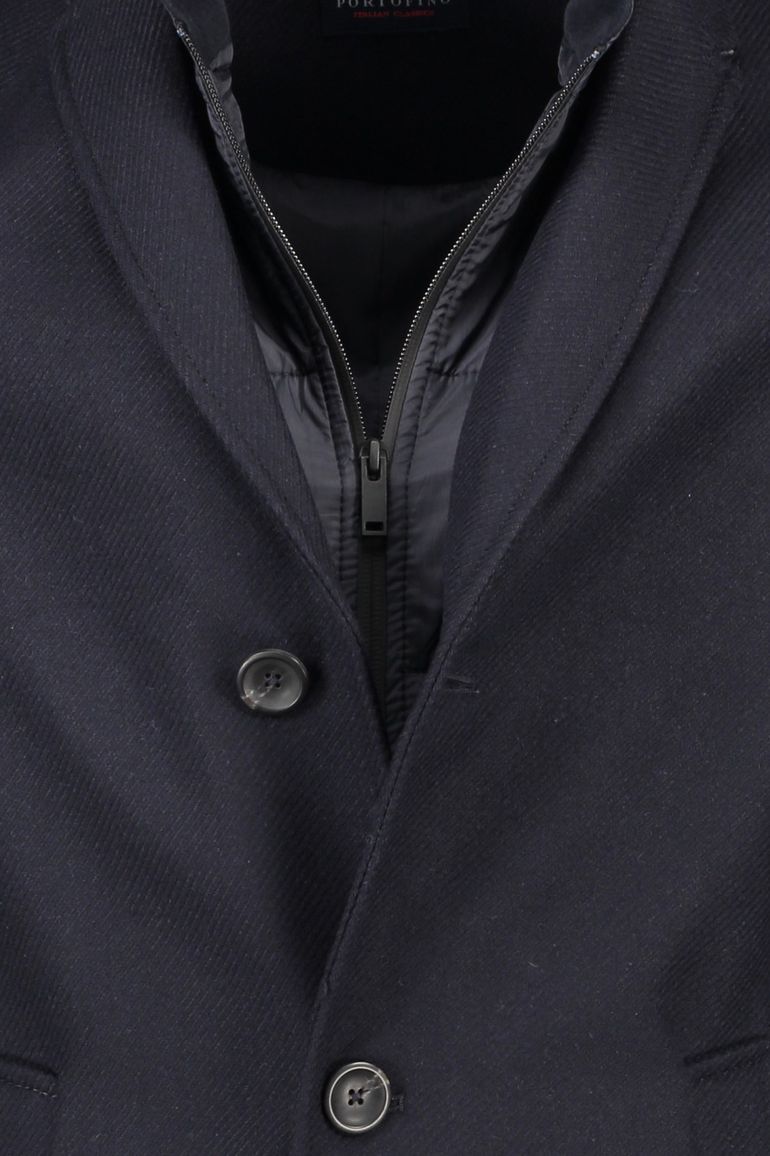 Portofino jas halflang wol navy uitneembare kraag