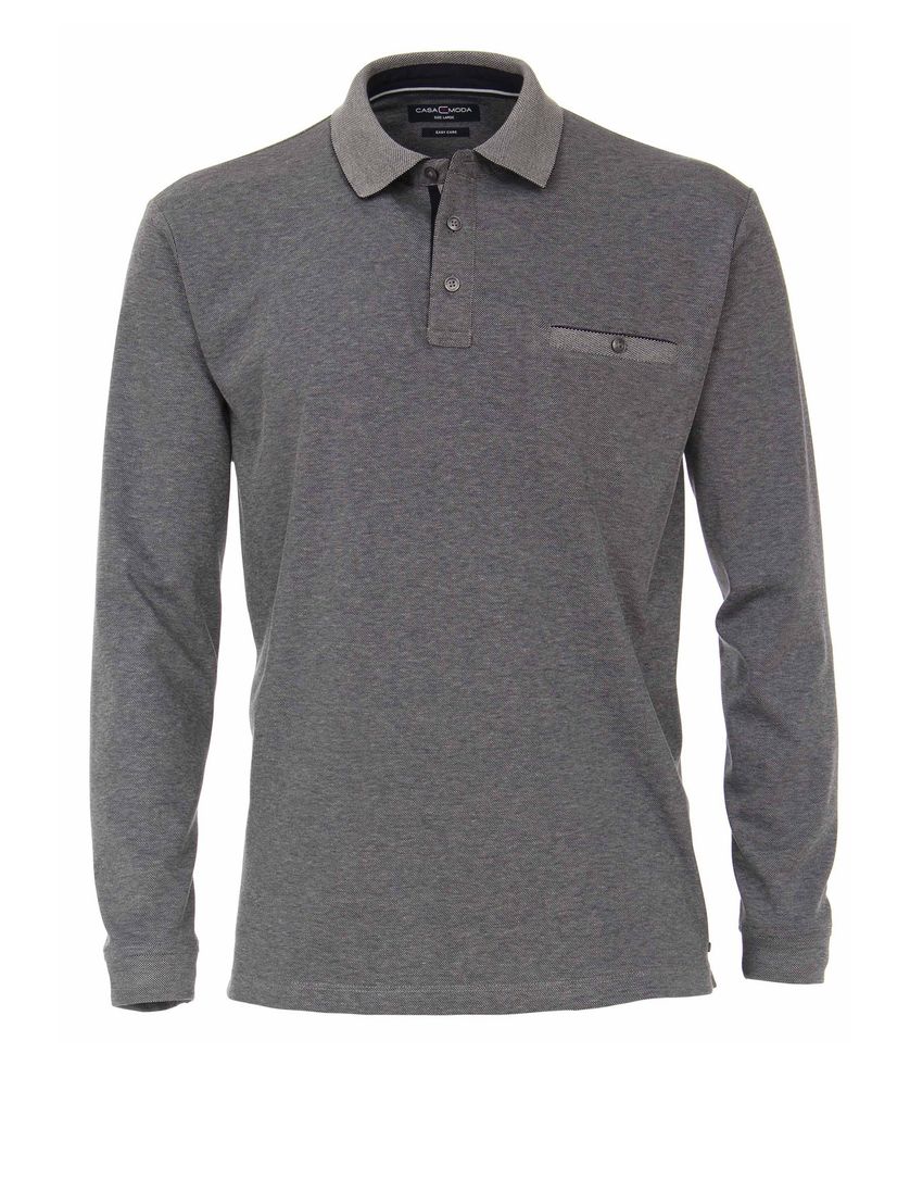 Polo lange mouw Casa Moda grijs