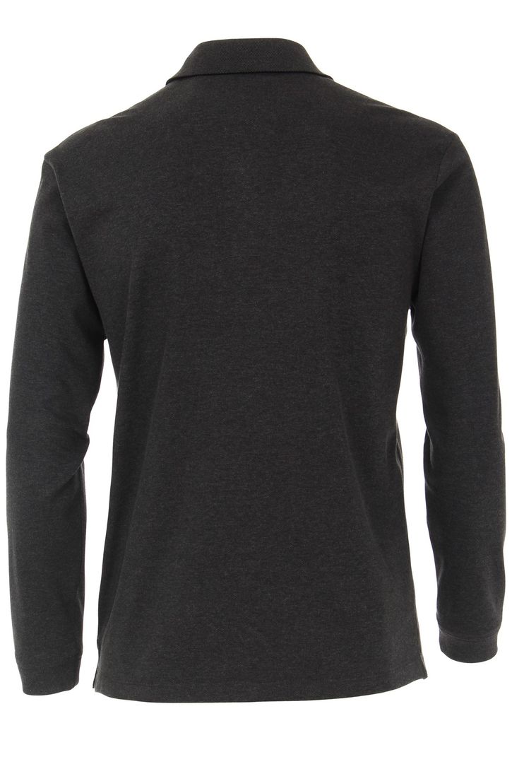 Polo lange mouw Casa Moda grijs 3 knoops