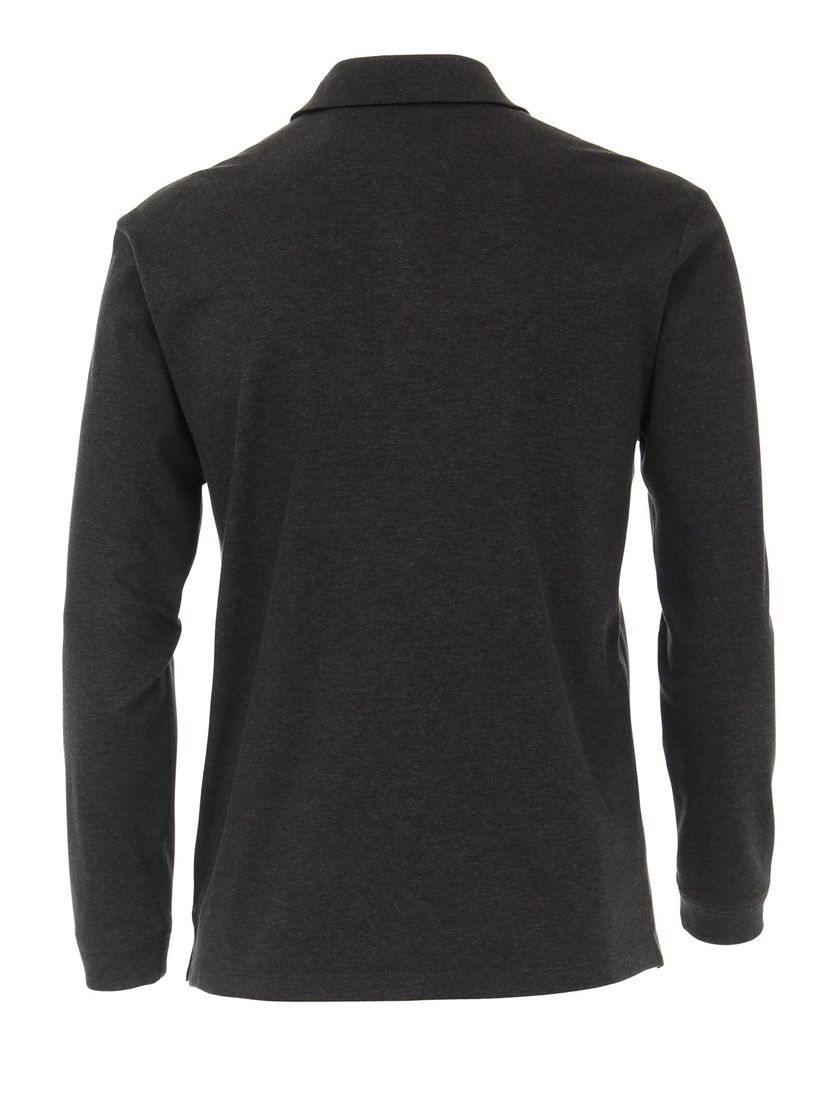 Polo lange mouw Casa Moda grijs 3 knoops
