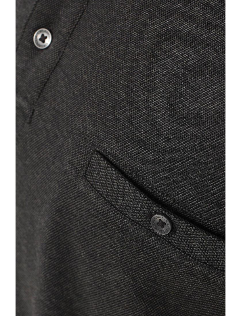 Polo lange mouw Casa Moda grijs 3 knoops