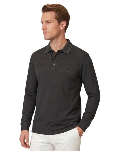 Casa Moda Polo lange mouw Casa Moda grijs 3 knoops