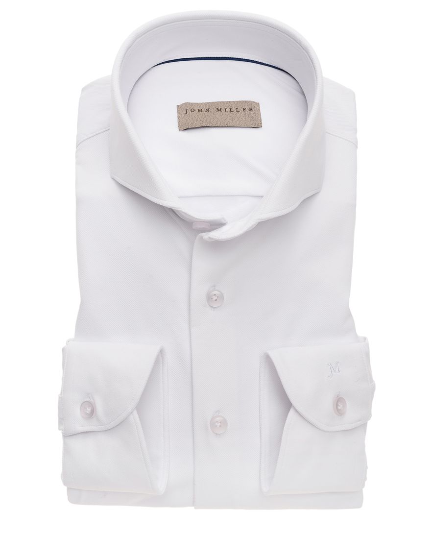 Overhemd John Miller Tailored Fit wit met cutaway boord