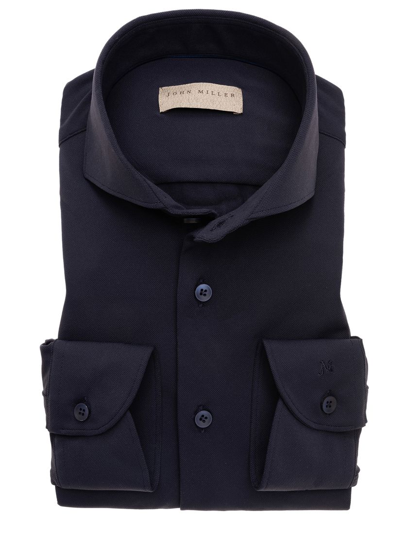 John Miller overhemd Tailored Fit donkerblauw cutaway boord