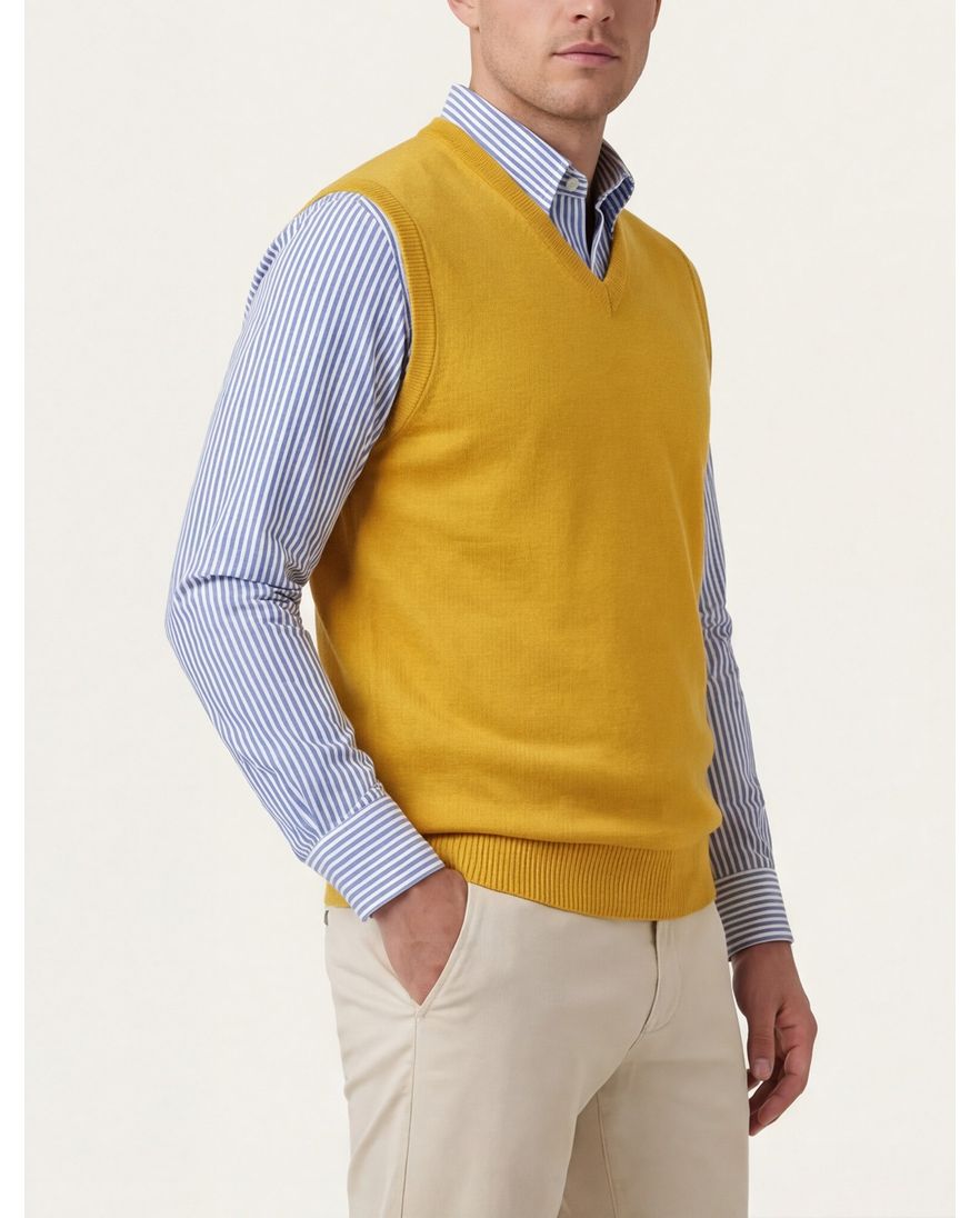 Wollen slipover geel Maerz