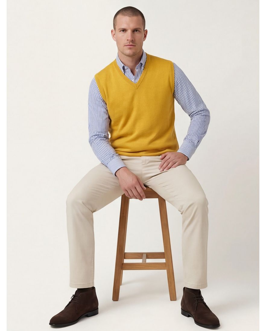 Wollen slipover geel Maerz