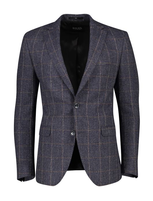 colbert Digel wol slim fit donkerblauw geruit