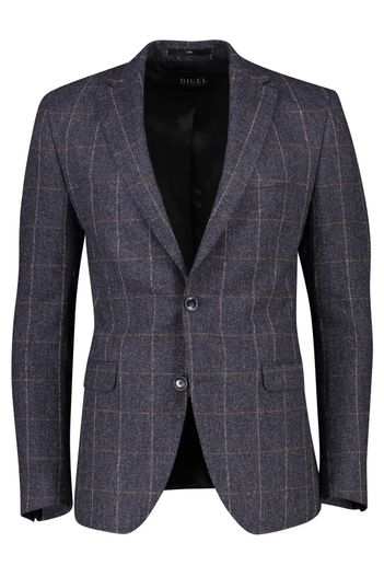 Digel Digel colbert wol slim fit donkerblauw geruit