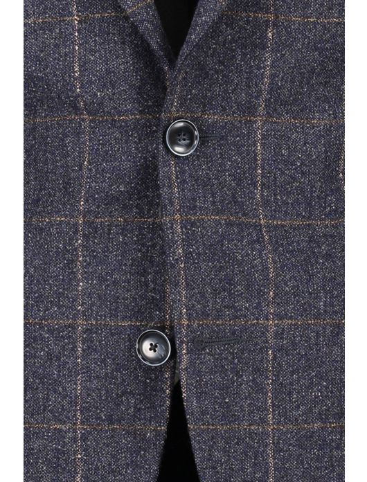 colbert Digel wol slim fit donkerblauw geruit