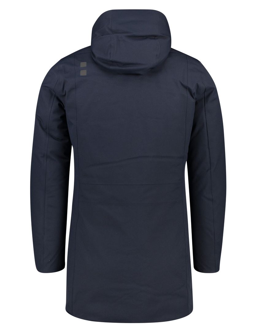 UBR winterjas donkerblauw effen rits normale fit afneembare capuchon