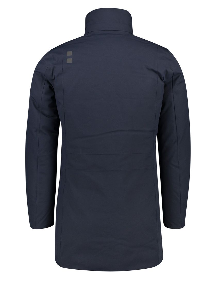 UBR winterjas donkerblauw effen rits normale fit afneembare capuchon