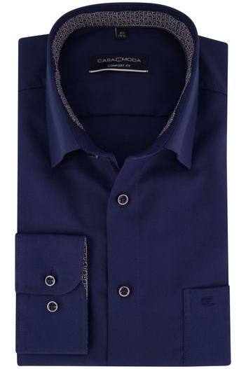 Casa Moda Casa Moda business overhemd wijde fit blauw effen katoen 100%