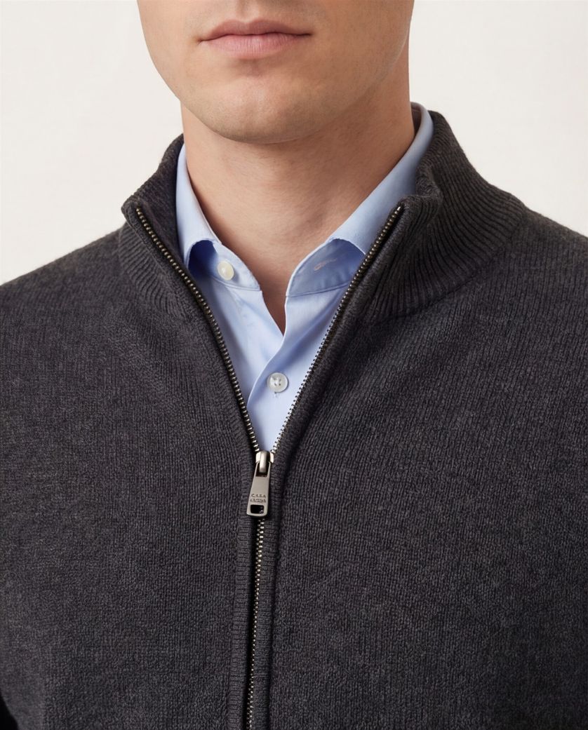 Casa Moda Vest grijs wijde fit