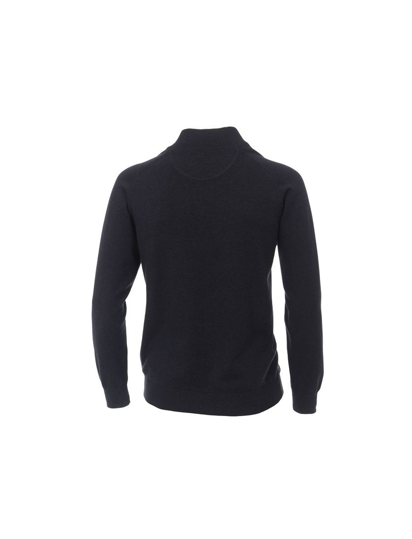 Casa Moda vest navy rits effen katoen opstaande kraag wijde fit