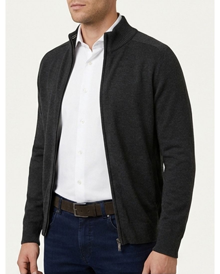 Casa Moda Vest donkergrijs katoen