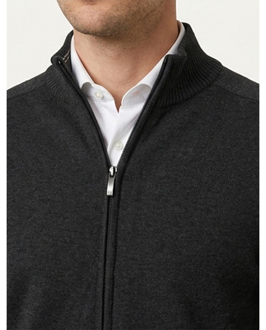 Casa Moda Vest donkergrijs katoen