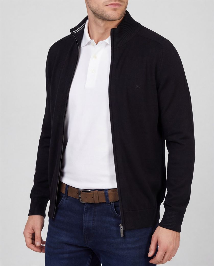 Casa Moda Vest zwart wijde fit