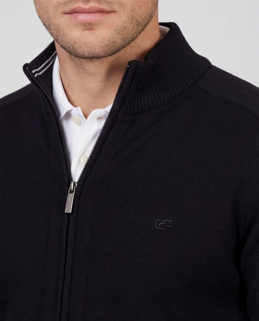 Casa Moda Vest zwart wijde fit