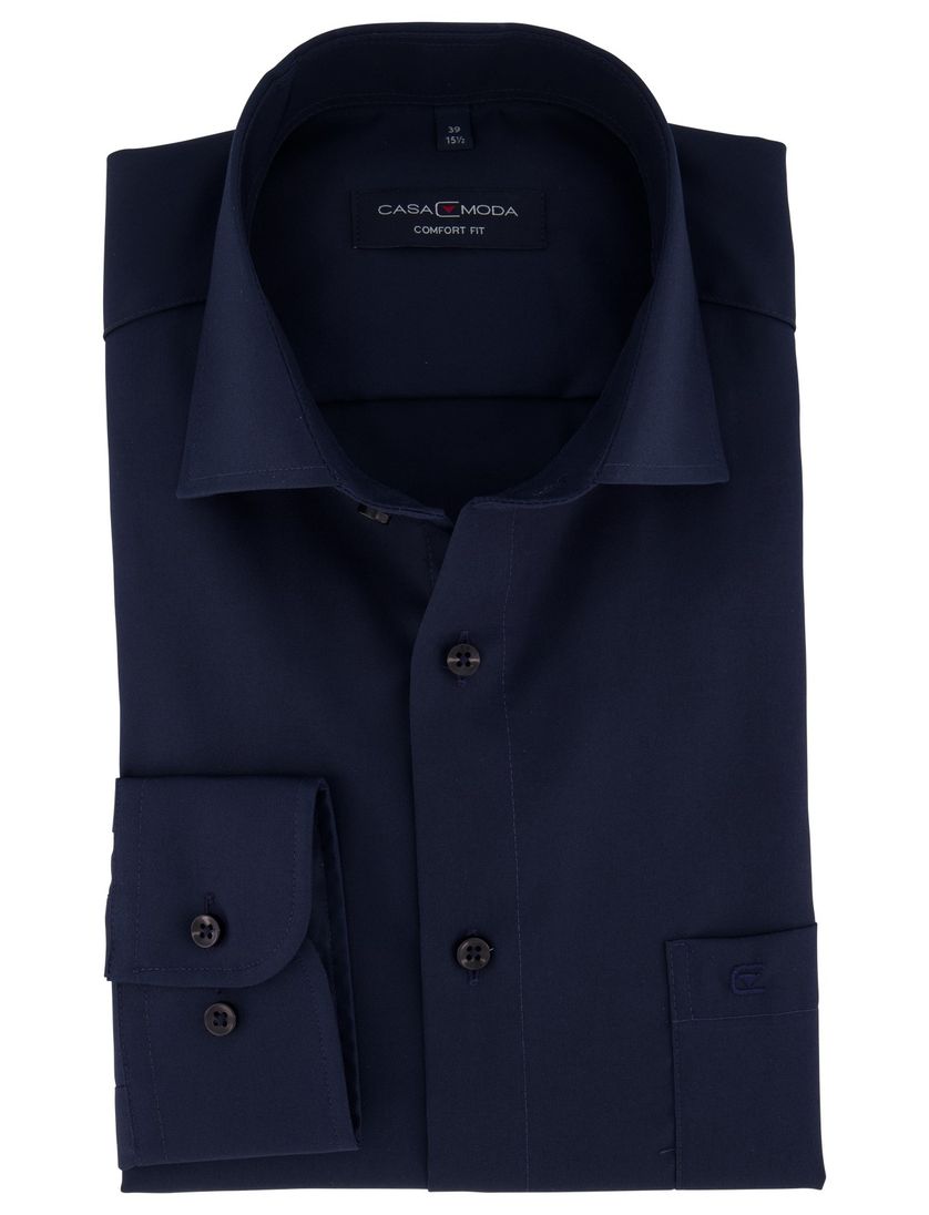 Casa Moda overhemd donkerblauw strijkvrij Comfort Fit