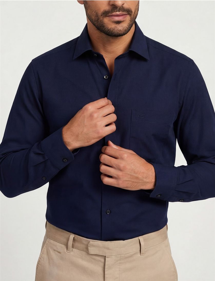 Casa Moda overhemd donkerblauw strijkvrij Comfort Fit