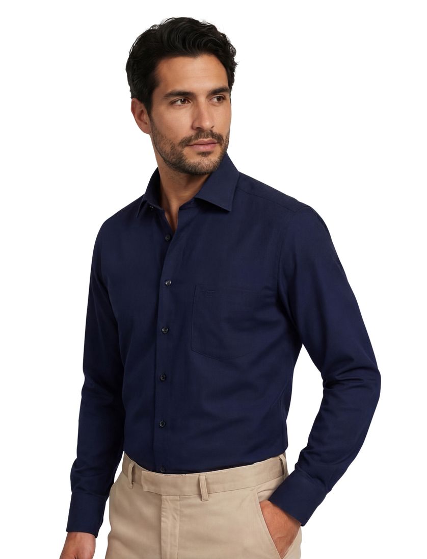 Casa Moda overhemd donkerblauw strijkvrij Comfort Fit