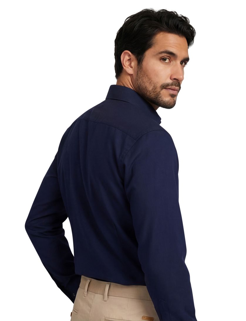 Casa Moda overhemd donkerblauw strijkvrij Comfort Fit