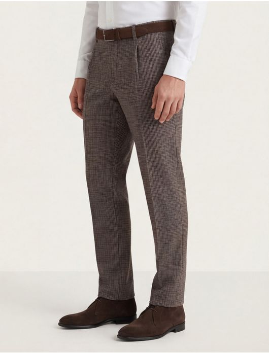 Chino bruin geruit Brax Paul