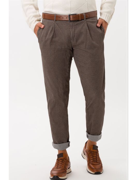 Chino bruin geruit Brax Paul