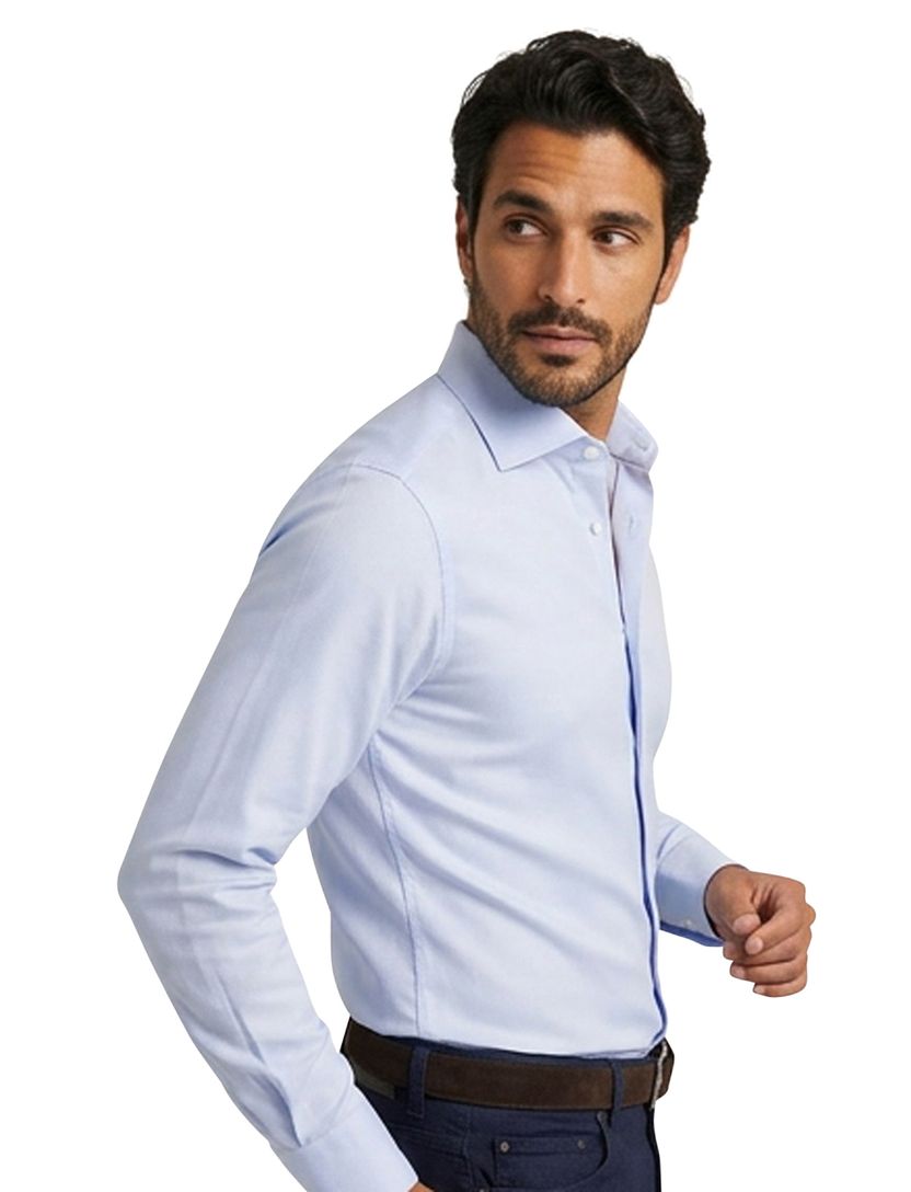 John Miller business overhemd Tailored fit effen lichtblauw katoen