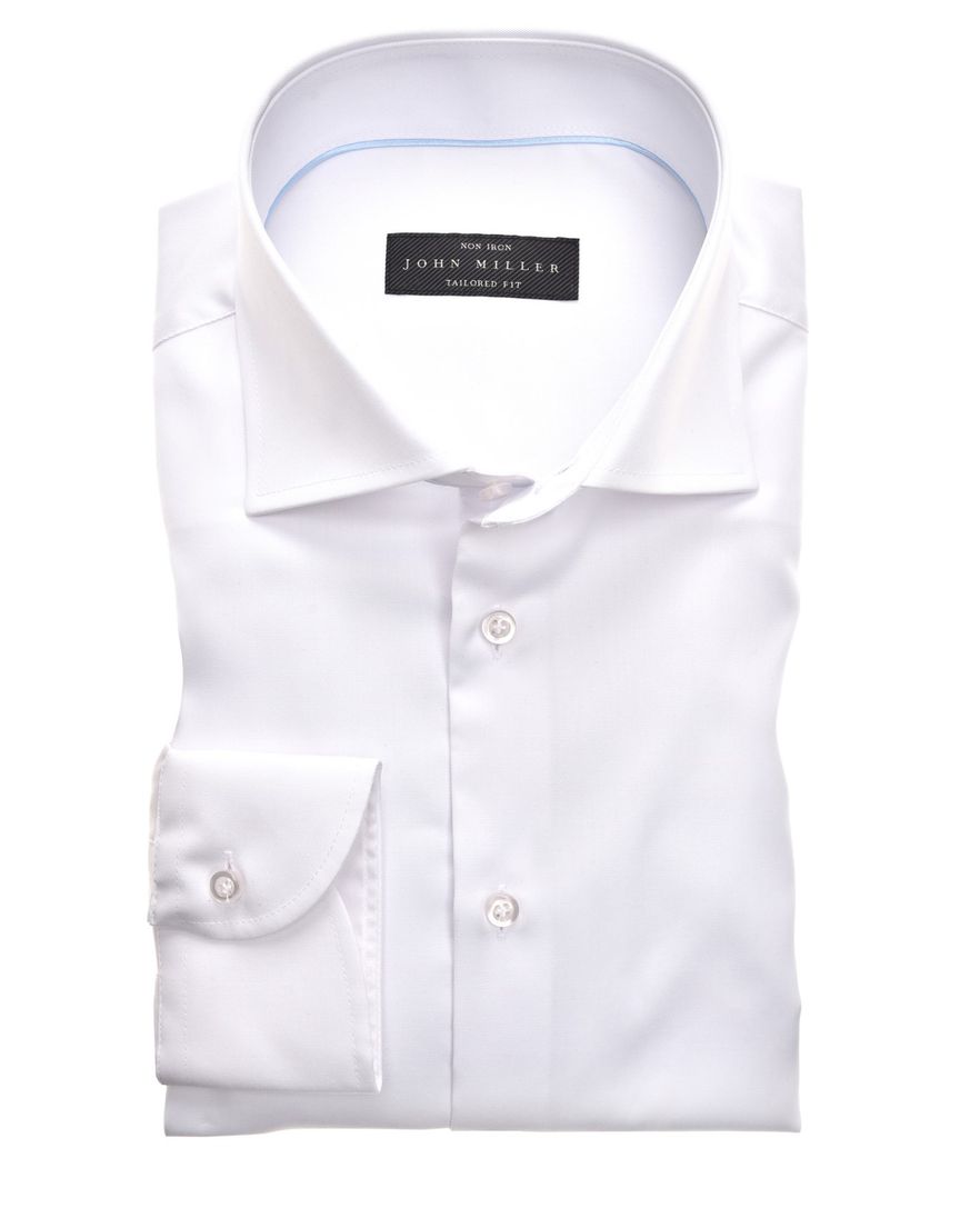 John Miller wit overhemd Tailored Fit anti kreuk