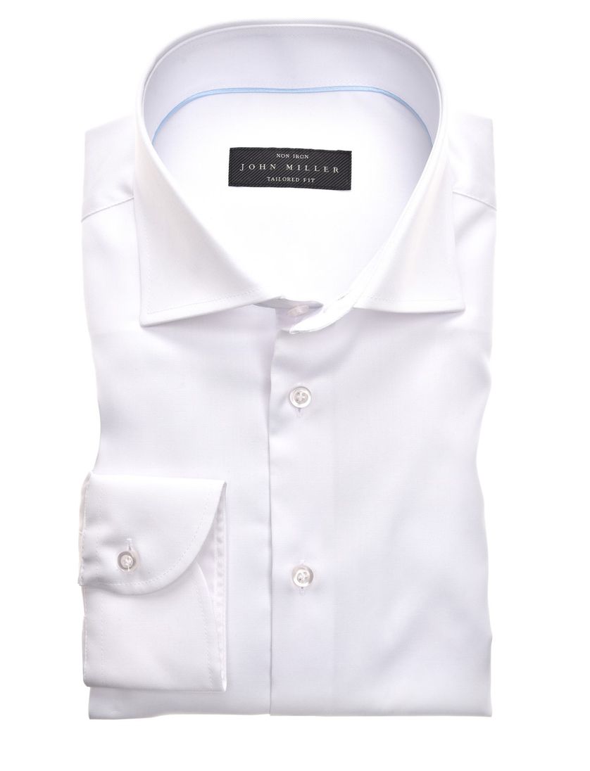 Kreukvrij overhemd John Miller Tailored Fit normale fit wit effen katoen